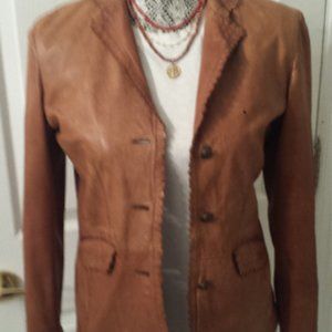 Soft Buttery Leather scalloped edge jacket